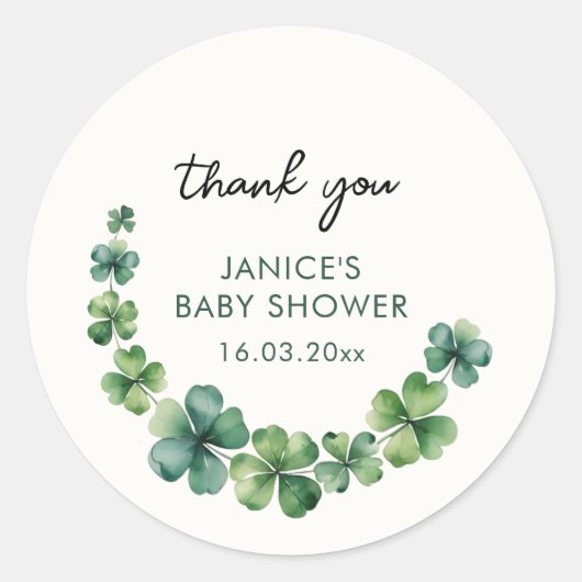 St. Patricks Day Baby shower Dank u Ronde Sticker (Voorkant)