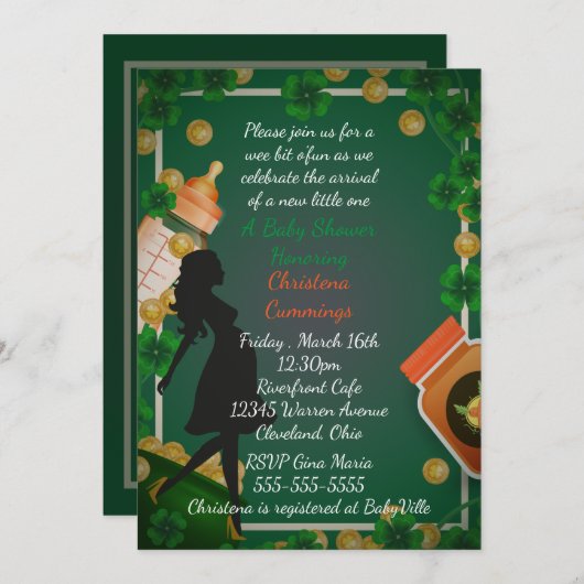 St. Patrick's Day Baby shower Invitation Kaart (Voorkant / Achterkant)