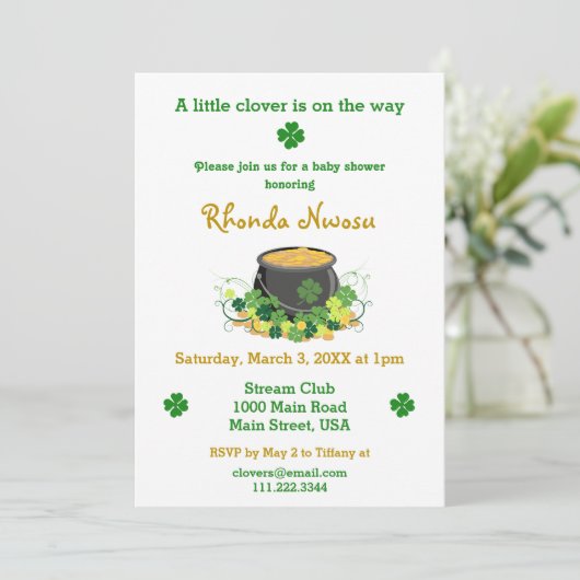St. Patrick's Day Baby shower Kaart (Staand voorkant)