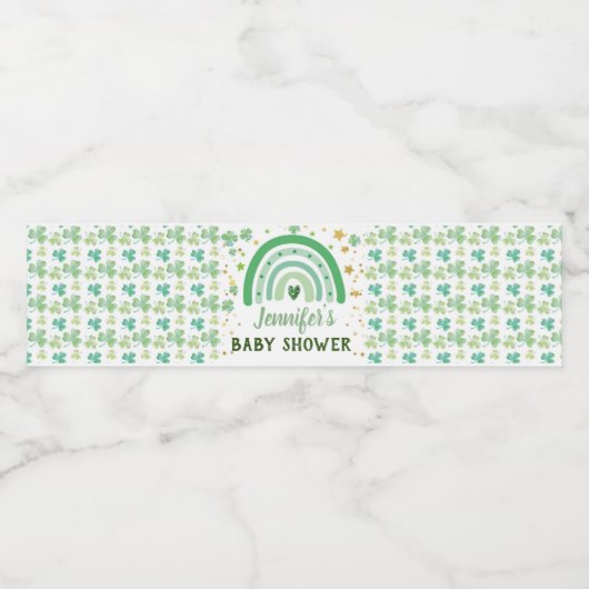 St Patrick's Day Baby shower Regenboogneutraal Waterfles Etiket (Enkel label)