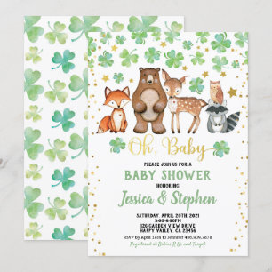 St Patrick's Day Baby shower Shamrock Animals Kaart