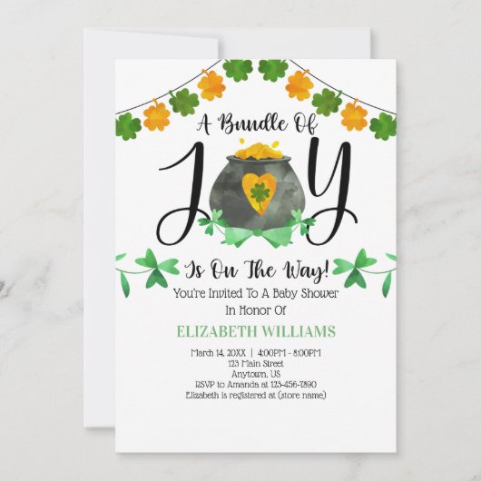 St. Patrick's Day Baby shower Uitnodiging (Voorkant)
