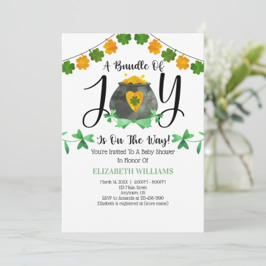 St. Patrick's Day Baby shower Uitnodiging (Staand voorkant)