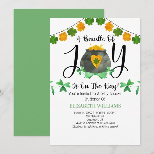 St. Patrick's Day Baby shower Uitnodiging (Voorkant / Achterkant)