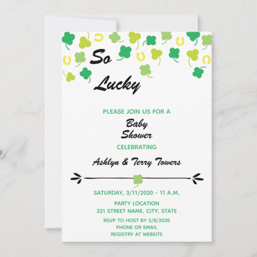 St. Patrick's Day Baby shower Uitnodiging (Voorkant)