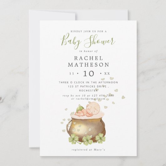 st patricks day baby shower uitnodiging (Voorkant)