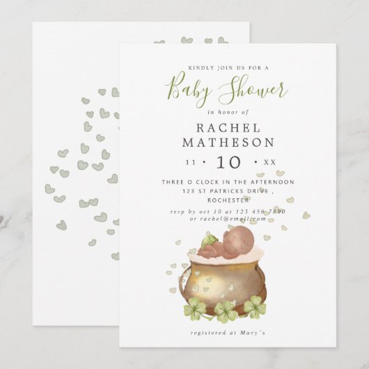 st patricks day baby shower uitnodiging (Voorkant / Achterkant)