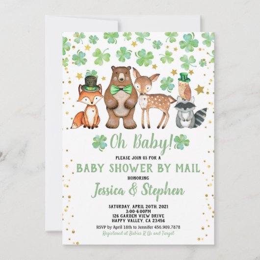 St Patrick's Day Baby shower van Mail Shamrock Kaart (Voorkant)