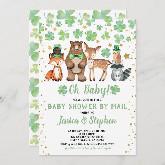 St Patrick's Day Baby shower van Mail Shamrock Kaart (Voorkant / Achterkant)