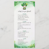 St. Patrick's Day babyshower spelkaart Menu (Voorkant)