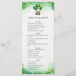 St. Patrick's Day babyshower spelkaart Menu