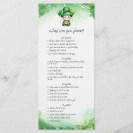 St. Patrick's Day babyshower spelkaart Menu