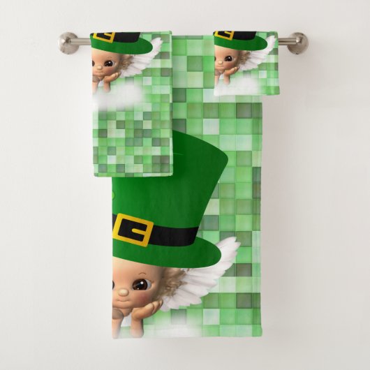 St. Patrick's Day Badkamer Handdoek Sets Engel (Insitu)