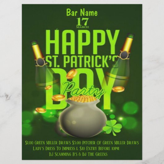 St. Patrick's Day Bar Party Event Flyer (Voorkant)