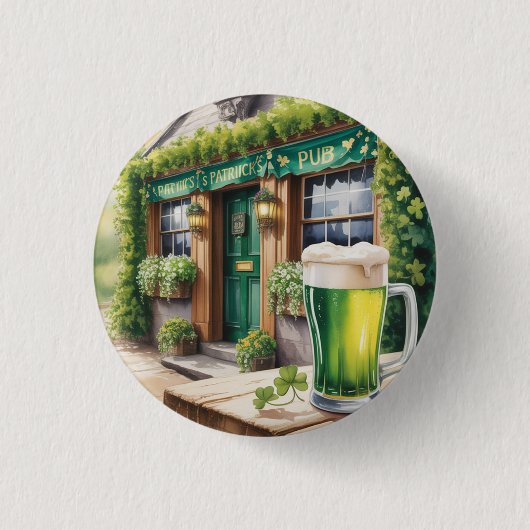 St. Patrick's Day Bar Pub Feest Ronde Button 3,2 Cm (Voorkant)