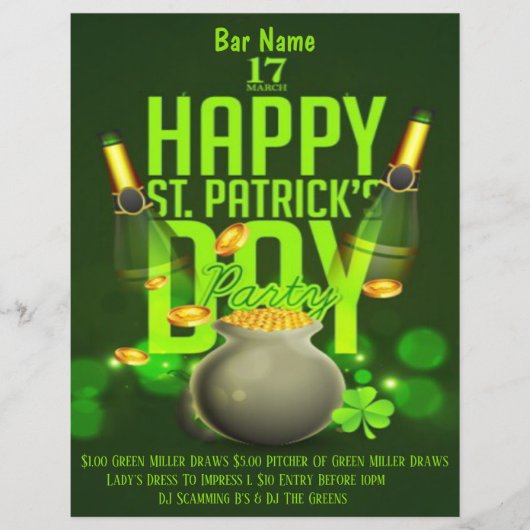 St. Patrick's Day Barfeest Flyer (Voorkant)