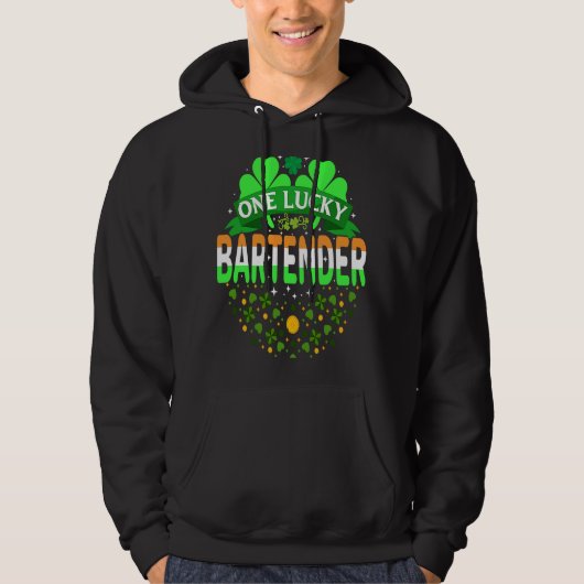 St. Patrick's Day Bartending One Lucky Bartender Hoodie (Voorkant)