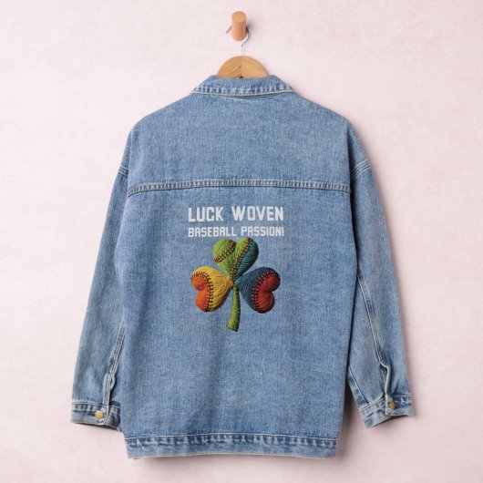 St. Patrick's Day Baseball Lucky Clover Yarn Art Denim Jacket (Hangar)