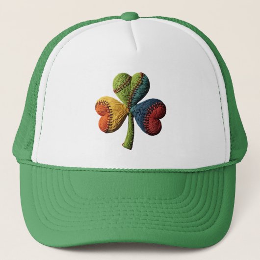 St. Patrick's Day Baseball Lucky Clover Yarn Art Trucker Pet (Voorkant)