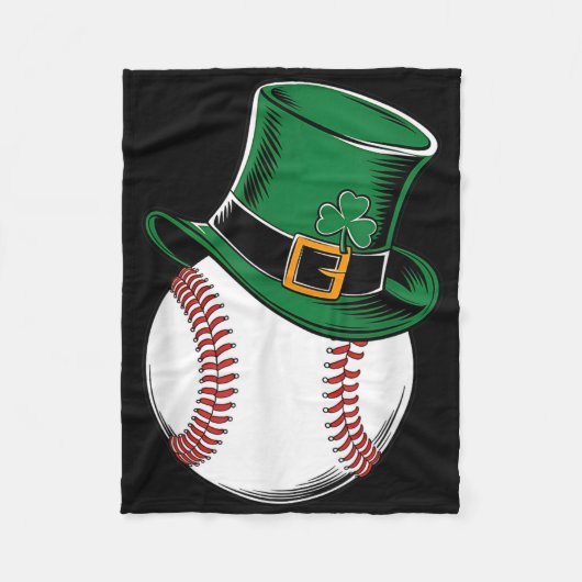 St Patricks Day Baseball Shamrock Fleece Deken (Voorkant)