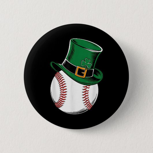 St Patricks Day Baseball Shamrock Ronde Button 5,7 Cm (Voorkant)