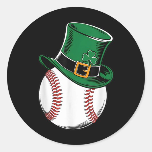 St Patricks Day Baseball Shamrock Ronde Sticker (Voorkant)