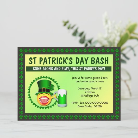 St Patrick's Day Bash Uitnodiging (Staand voorkant)