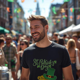 St. Patrick's Day Basic Donkere Heren T-shirt