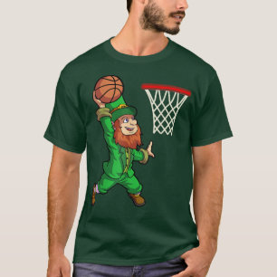 St Patricks Day Basketbal Dunk Leprechaun Jongens  T-shirt