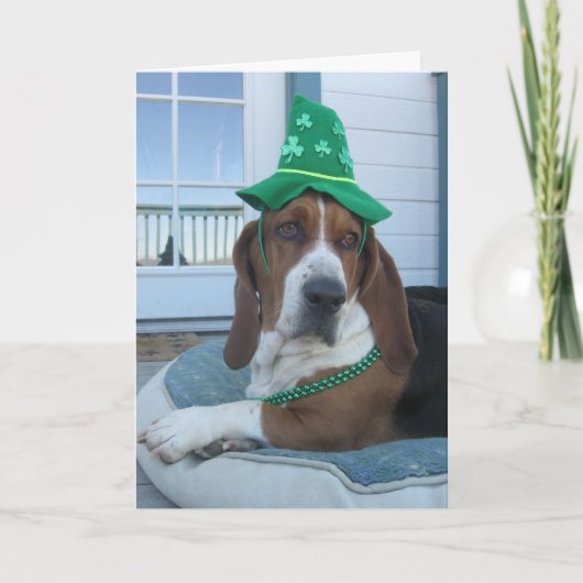 St. Patrick's Day Basset Hound Kaart (Voorkant)