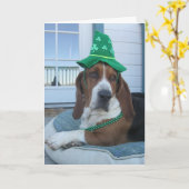 St. Patrick's Day Basset Hound Kaart (Gele Bloem)