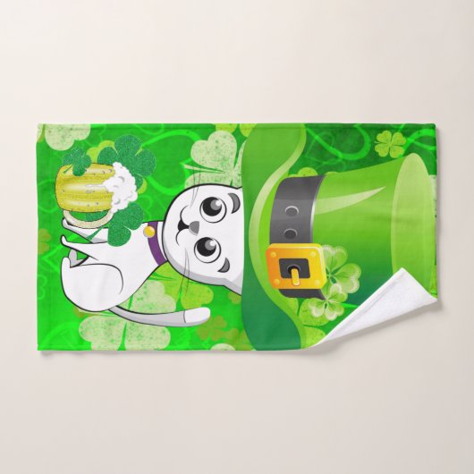 St. Patrick's Day Bathroom Towel Set Cat Bad Handdoek (Handdoek)