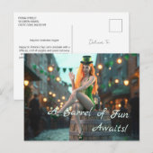St Patrick's Day Beauty Zittend op een vat Briefkaart (Voorkant / Achterkant)
