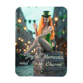 St Patrick's Day Beauty Zittend op een vat Magneet