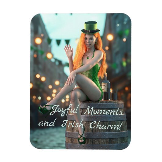 St Patrick's Day Beauty Zittend op een vat Magneet (Verticaal)