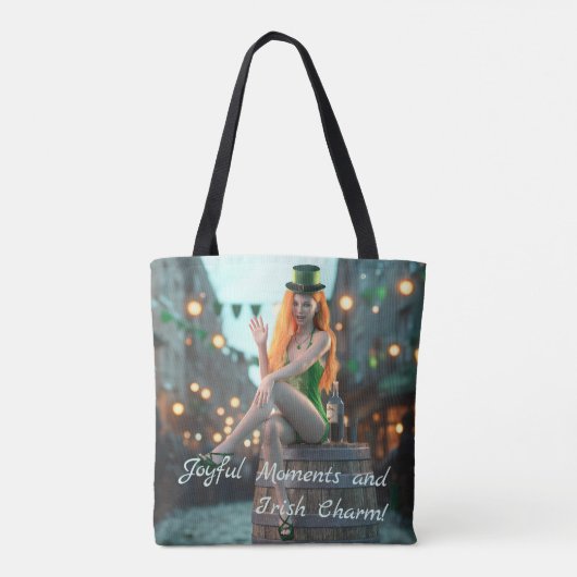 St Patrick's Day Beauty Zittend op een vat Tote Bag (Achterkant)
