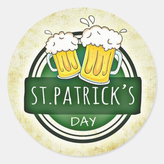 St Patricks Day Beer Cheers Ronde Sticker (Voorkant)