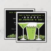 St. Patricks Day Beer en Martini Party Invitation Kaart (Voorkant / Achterkant)