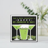 St. Patricks Day Beer en Martini Party Invitation Kaart (Staand voorkant)
