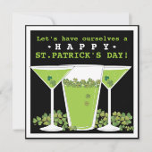 St. Patricks Day Beer en Martini Party Invitation Kaart (Voorkant)