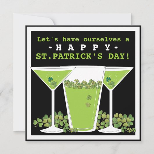 St. Patricks Day Beer en Martini Party Invitation Kaart (Voorkant)