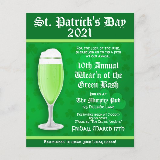 St. Patrick's Day Beer Event Invitation Flyer (Voorkant)