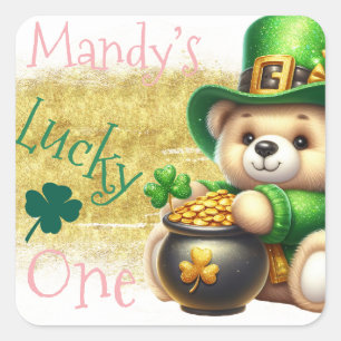 St.Patrick's Day Beer Gouden Verjaardag Geluksvoge Vierkante Sticker