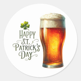 St Patrick's Day Beer Green Shamrock Illustratie Ronde Sticker