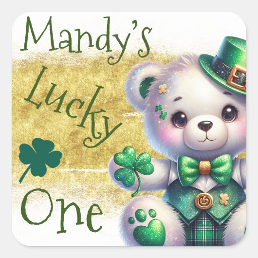 St.Patrick's Day Beer Groene Verjaardag Lucky One Vierkante Sticker (Voorkant)