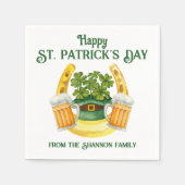 St. Patrick's Day Beer Mokken en Lucky Hoefijzer Servet (Voorkant)