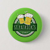 St. Patrick's Day, Beer Mokken, Irish Green Ronde Button 5,7 Cm (Voorkant)