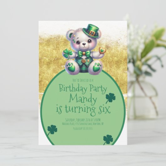 St.Patrick's Day Beer Verjaardag Goud Groen Kaart (Staand voorkant)