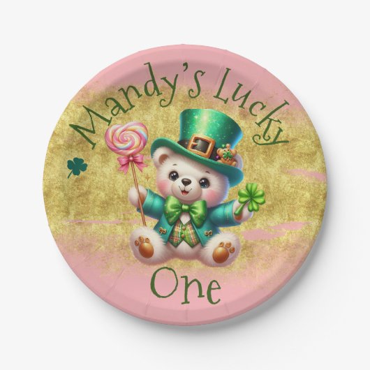St.Patrick's Day Beer Verjaardag Lucky One Roze Papieren Bordje (Voorkant)