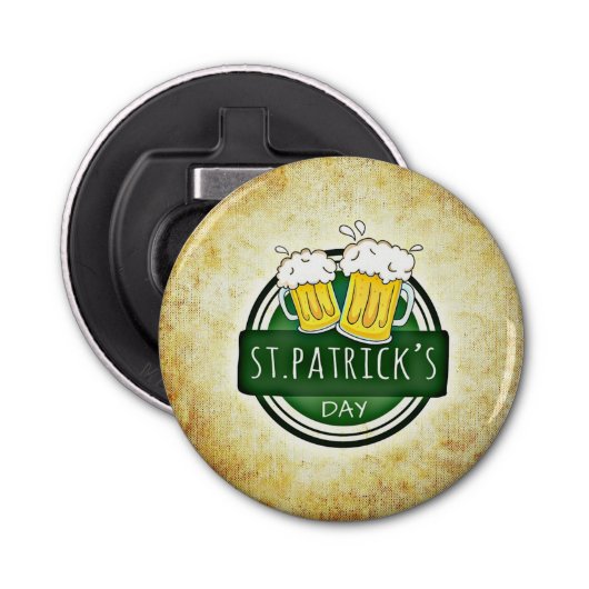 St. Patrick's Day Beers Button Flesopener (Voorkant)